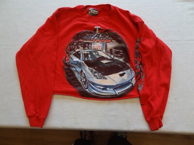 Y2K 2 Fast 2 Furious Cropped T-Shirt Women s Large Red Long Sleeve Speed Prodigy