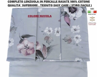 Complete Double Bed Sheets Set Percale Cotton Brushed