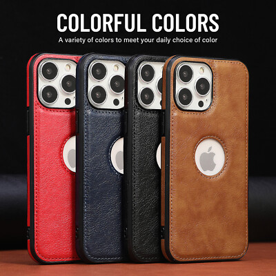 For Apple iPhone 15 14 13 12 11 Pro Max SE3 XS XR 8 Slim Leather Shockproof Case