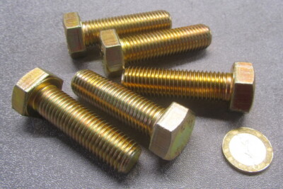 Tap Bolt Metric, FT, GR 10.9 Yellow Zinc M16 x 2.0 x 55 mm Length, 5 Pcs