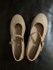 Bloch Sz 4 Dance Shoes Tap Mary Jane Tan Beige Strap Girls Child