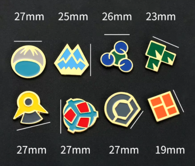 Pokemon Cosplay Johto League Gym Badges Set 8Pcs Metal Pins In Box Collection