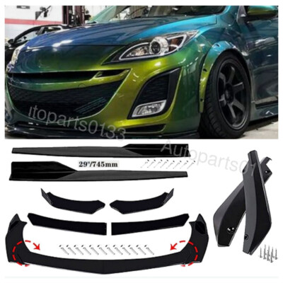 For Mazda 3 Mazdaspeed3 Black Front Bumper Spoiler /Side Skirt / Rear Lip US