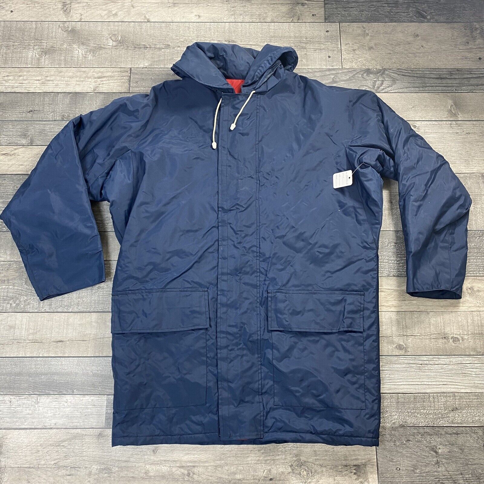 Morgan And Sons Blue Raincoat Navy Quilt Lined Mens Large