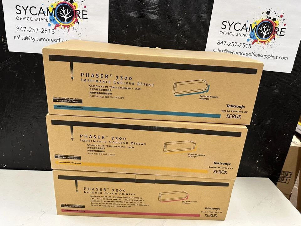 PACK 3-NUEVO Cartucho de tóner Xerox Phaser7300 Amarillo Cian Magenta 016197500 Foto 3 de 4