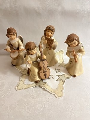 Goebel Engel 4 Stück Mit Trommel, Flöte, Panflötte und Cello