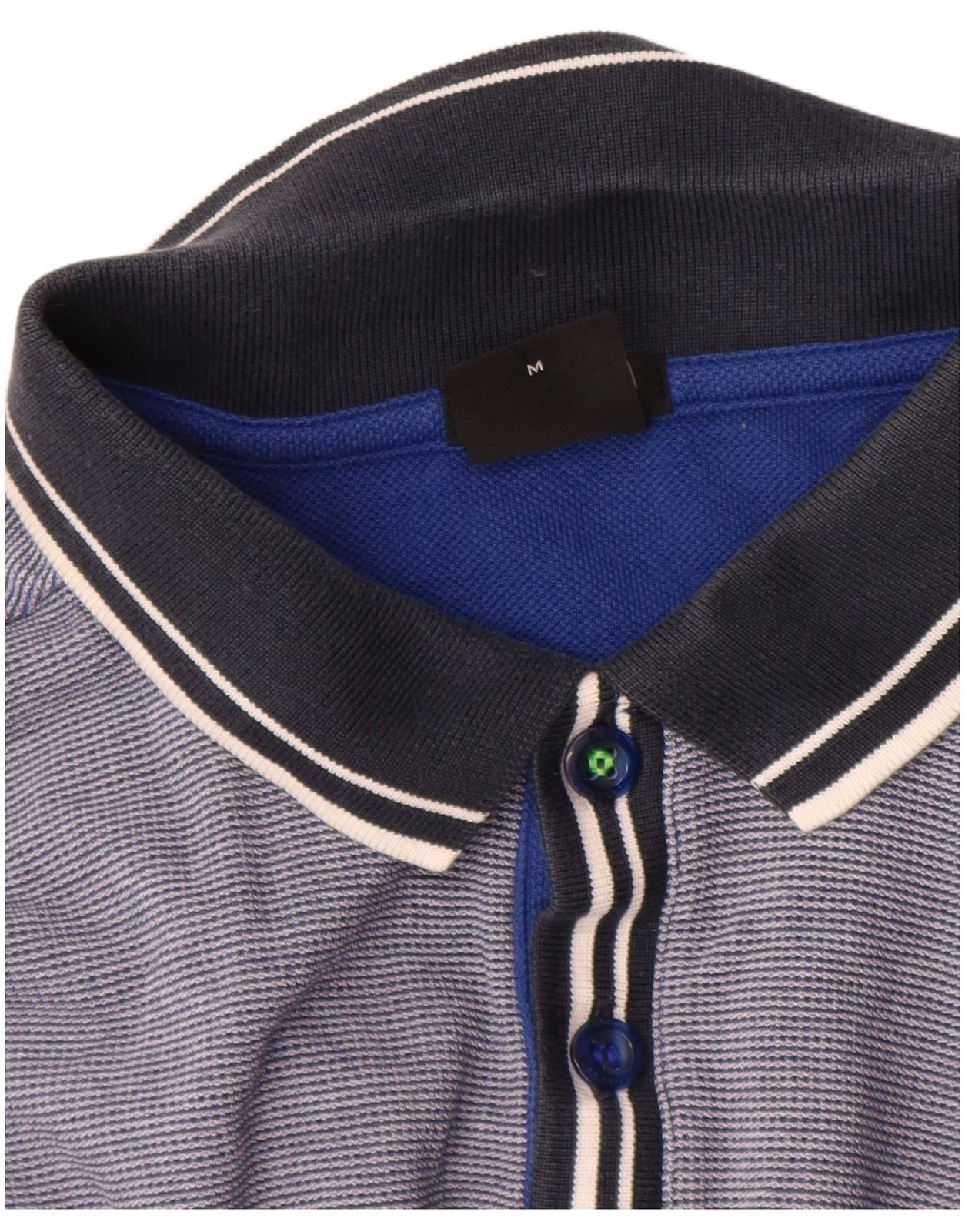 Hugo Boss Mens Regular Fit Polo Shirt Medium Blue Pinstripe Cotton BL02 thumbnail 3