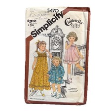 VTG Simplicity 5470 Cinderella Girls Dress Pattern 4 CUT 1980s Toddler Peter Pan