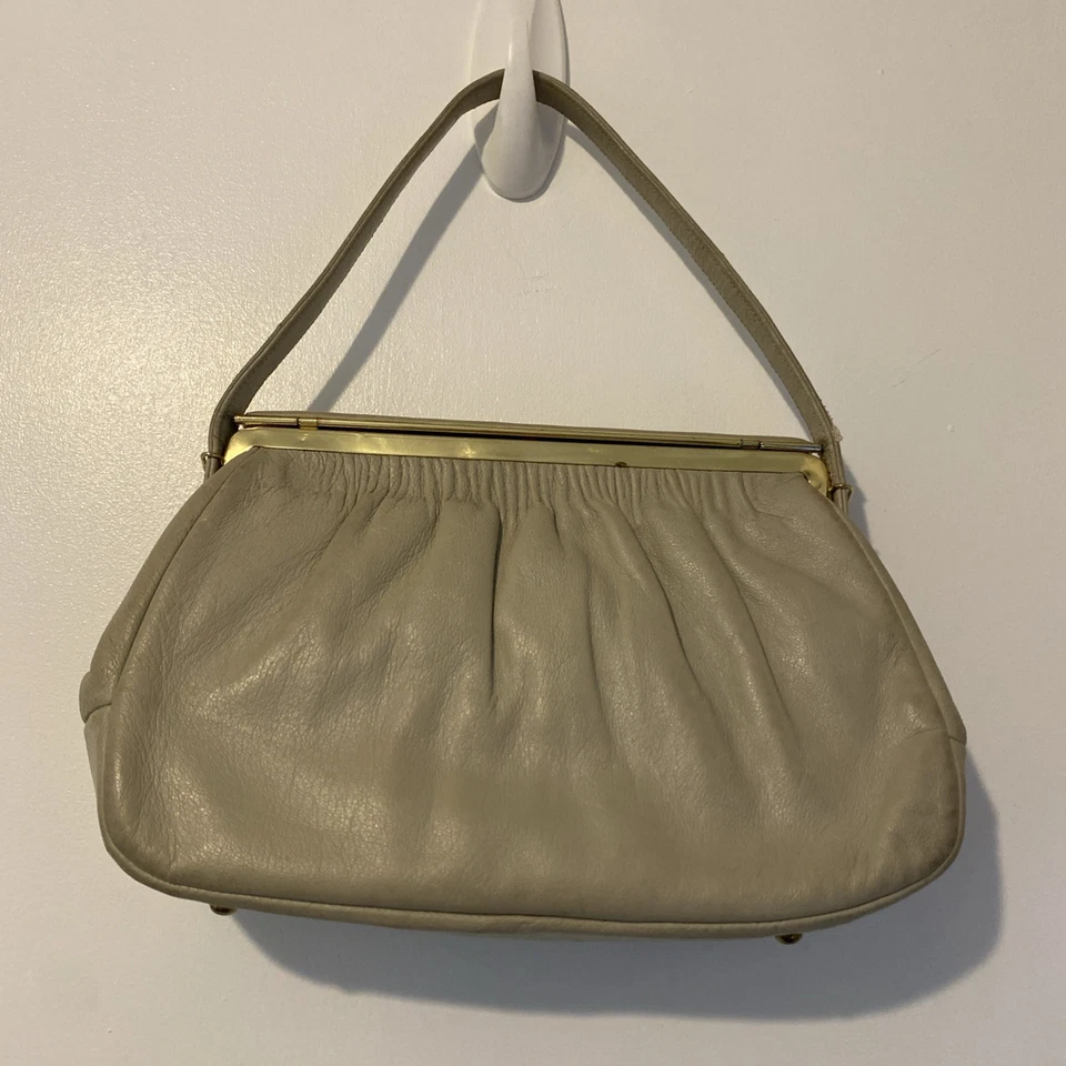 Etra Vintage Cream Leather And Brass Purse Shoulder Bag - Image 2 of 4
