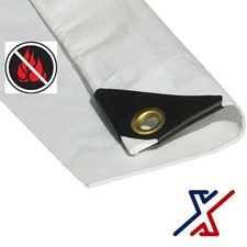 24 x 18 White Color 12 Mil Fire Retardant Heavy Duty Tarp / Canopy by X1Tools