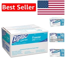 Clear Double-Zipper Freezer Bags, 1 Gallon, Durable & Microwave-Safe, 250 CT