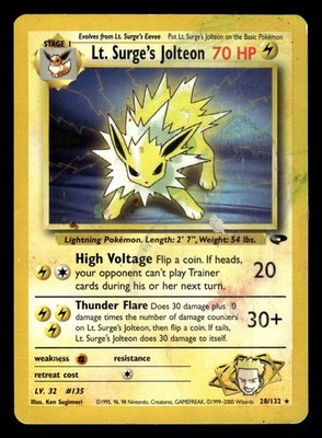 Lt. Surge's Jolteon 28/132 Rare Gym Challenge Pokemon Card
