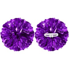 2Pcs 12 inch Metallic Cheerleading Pom Poms with Handle Rings, Purple