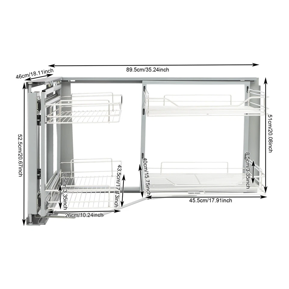 Gabinete de cocina de 2 niveles estante extraíble organizador cajón deslizable nuevo Foto 4 de 4