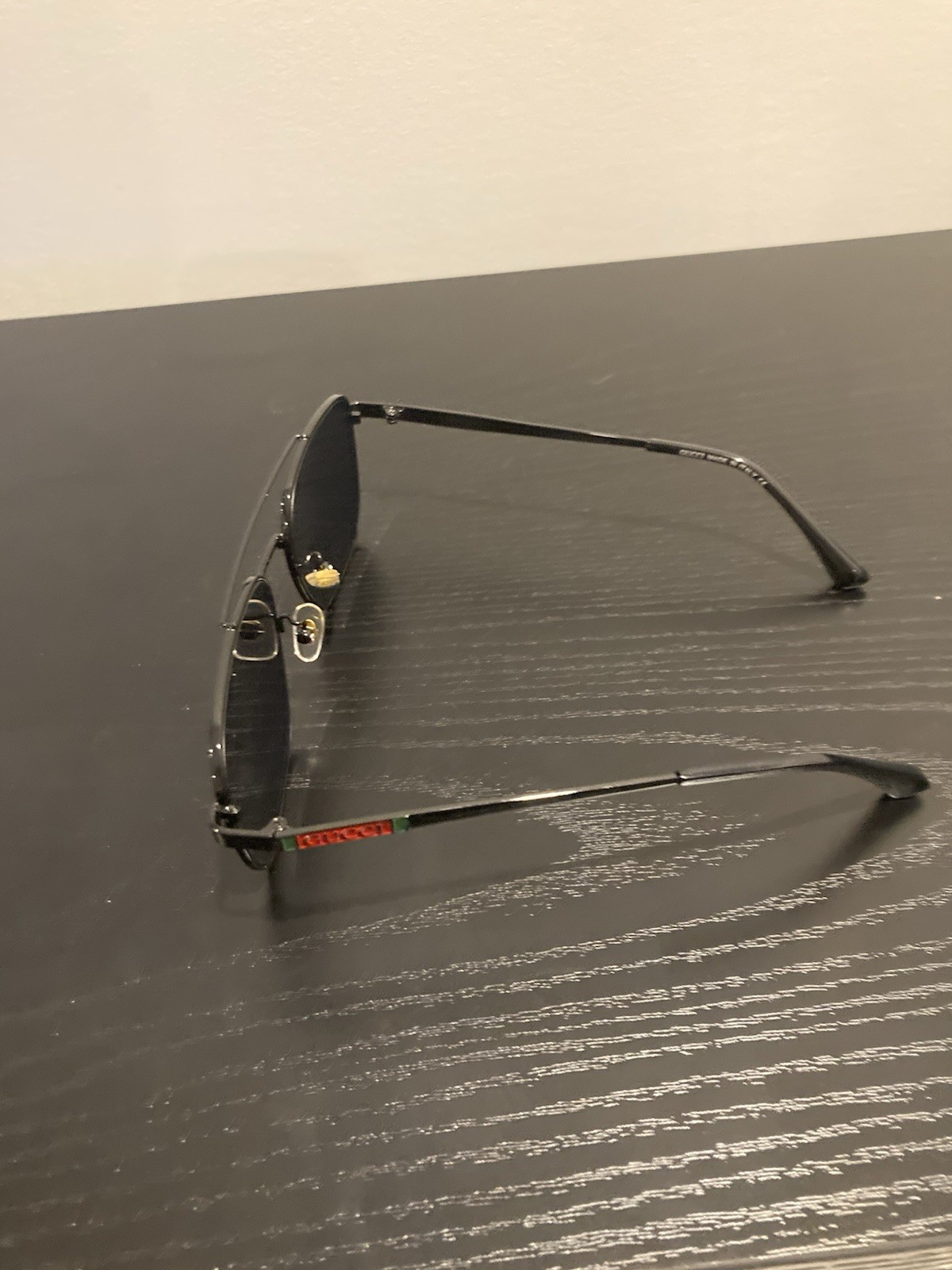 Gucci Aviator Rectangular Sunglasses – Black Meta… - image 2