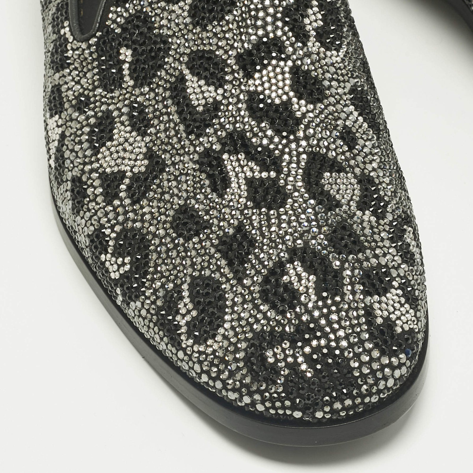 Versace BlackSilver Leather Crystal Embellished S… - image 7