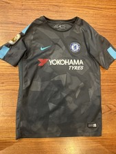 Chelsea FC 2017 Visitante Camiseta #7 Kante Adidas Camisa Negra Juvenil Grande Kit de Fútbol