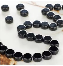 Jet Black Coin Glass Beads, 10mm by Bead Landing