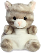 , 33614, Palm Pals Silver Kitty Cat, 5In, Soft Toy, Grey & White