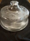 Vintage Etched Glass 12" Cake/Dessert Plate w/ Matching Dome