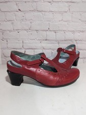 Wolky Red Leather T-Strap Pumps Shoes 39 US 8...