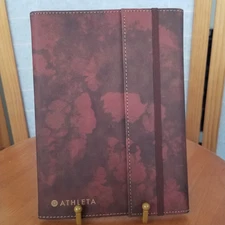 NEW Athleta Journal Faux Leather Flap Cover Pockets Spiral Notebook Elastic
