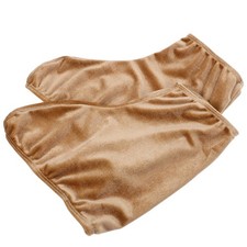1 Pair Elastic Protective Ice Skate Boot Covers Light Brown Polyester Material