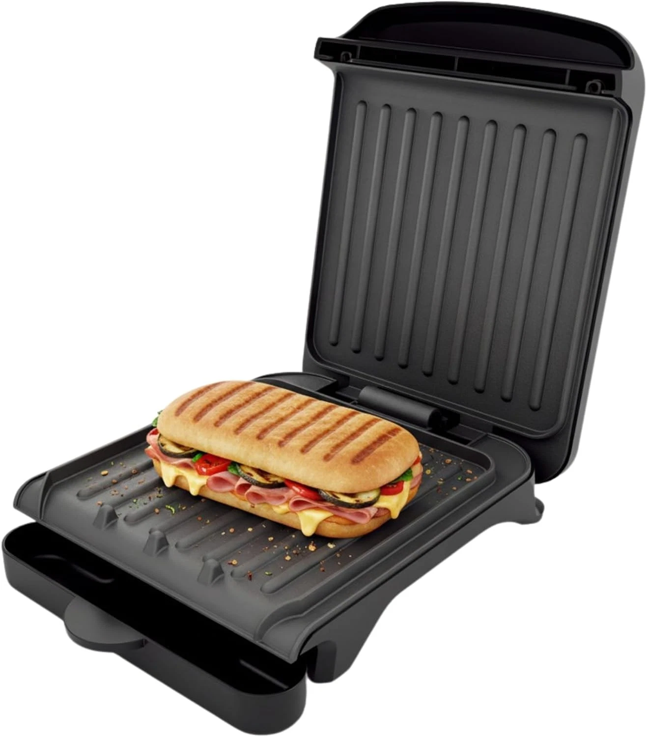 2-Serving Electric Indoor Grill & Panini Press W/ Easy Clean Non-Stick Plate