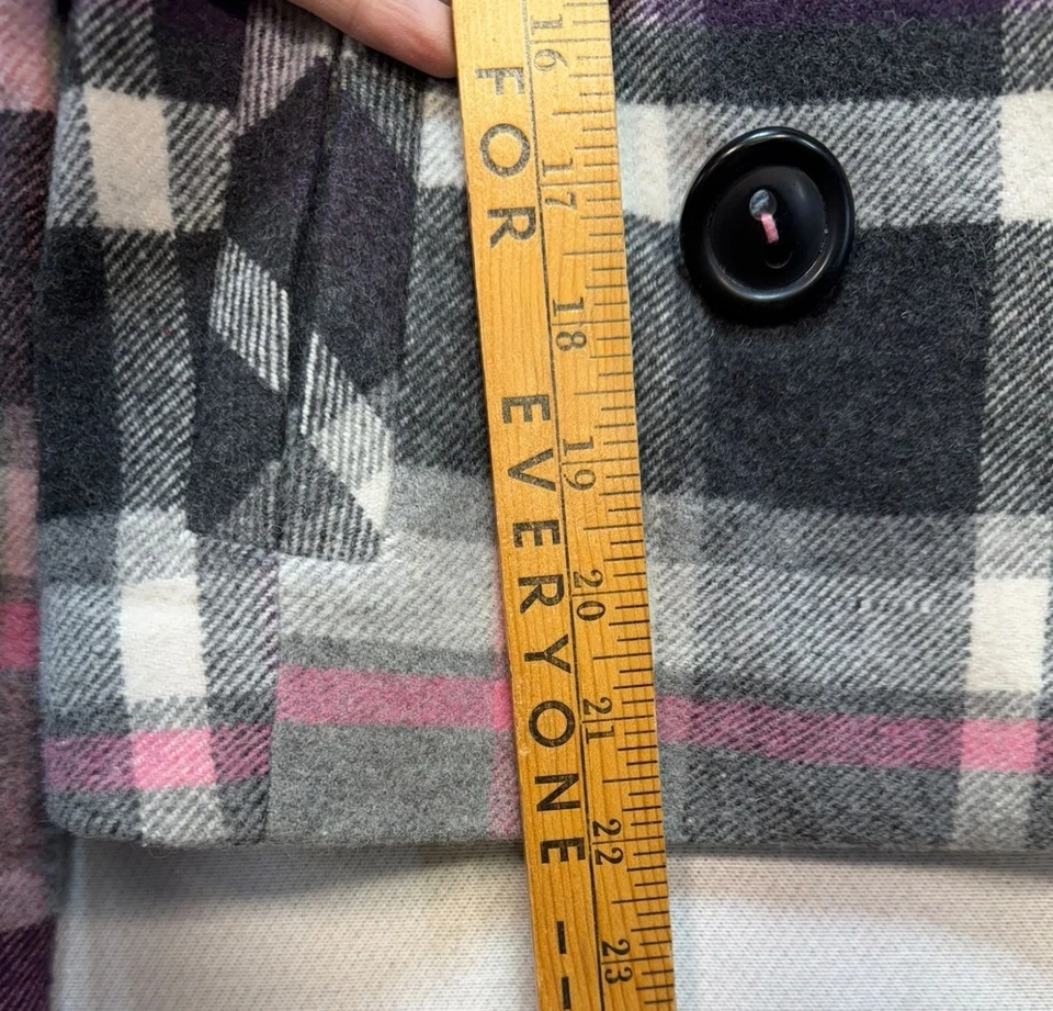 Chaqueta chaquetón Cabi para mujer Preppy Academia a cuadros mezcla de lana talla 0 gris rosa Foto 4 de 4