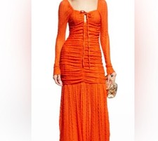 Ganni Orange Ruched Midi Dress Brand New With TagsSize 40 (US10)