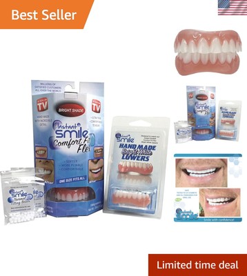 Comfort Fit Flex Teeth Veneer - Upper and Lower Set for a Bright Smile at Home!
