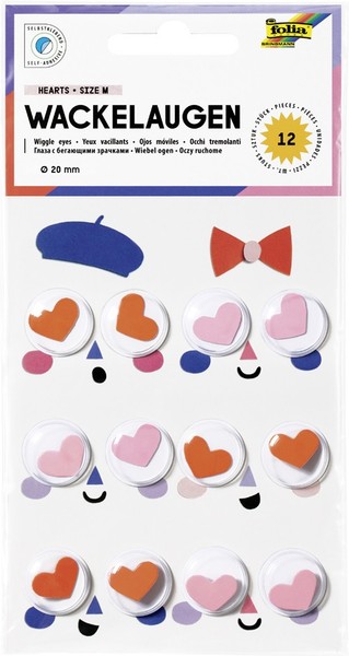 Folia Wackelaugen Hearts GrößE M Selbstklebend 12 StüCk-image