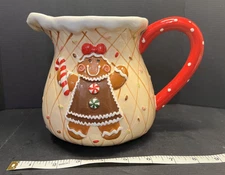Gingerbread Christmas Pitcher - Microwave Dishwasher safe - 7x6 - Vintage