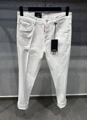 Dsquared2 Men's SLIM JEAN Stretchy Slim Fit Ripped White Jeans