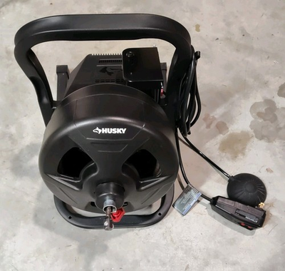 #ad Husky 5 16 in x 50 ft Cable Drum Auger Machine w Foot Pedal Used Missing parts $99.99