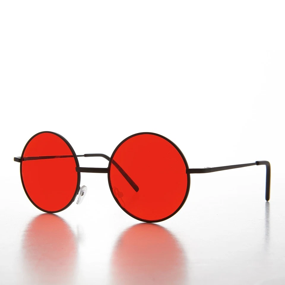 Gafas de sol negras redondas con lentes rojas - Tipsy Foto 2 de 3