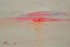 Seascape painting Original artwork Impressionism Oil on panel by S Chernyakovsky