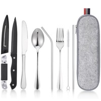 Kssvzz Reisebesteck Camping Besteck To Go, 9-Teilig Edelstahl Silber