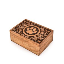 Decorative Urn Acacia Wood Paw Print Pet Cremation Urn for Dog Cat Ashes Pet ...