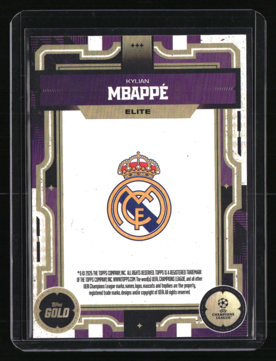 2025-26 Topps Gold UEFA Club Competitions Kylian Mbappe Purple #/50 view 2