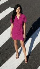Fuchsia Wrap Style Short Dress