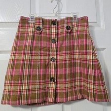 Maeve Pink and Tan A-Line Mini Skirt1042