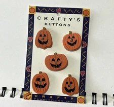 Vintage Wooden Halloween Pumpkin Glitter Button Covers 1 Pack Craftys