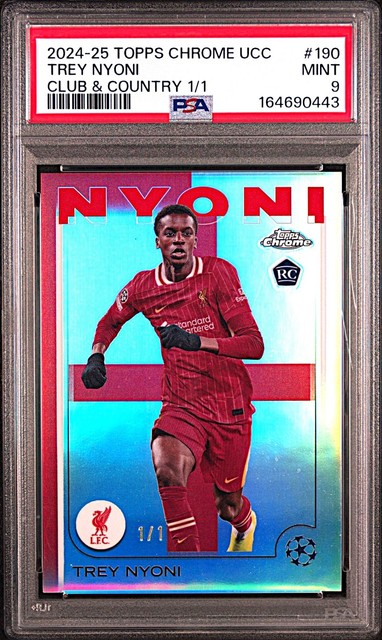 2024 TREY NYONI 1/1 TOPPS CHROME UCC CLUB & COUNTRY ROOKIE RC #190 PSA 9