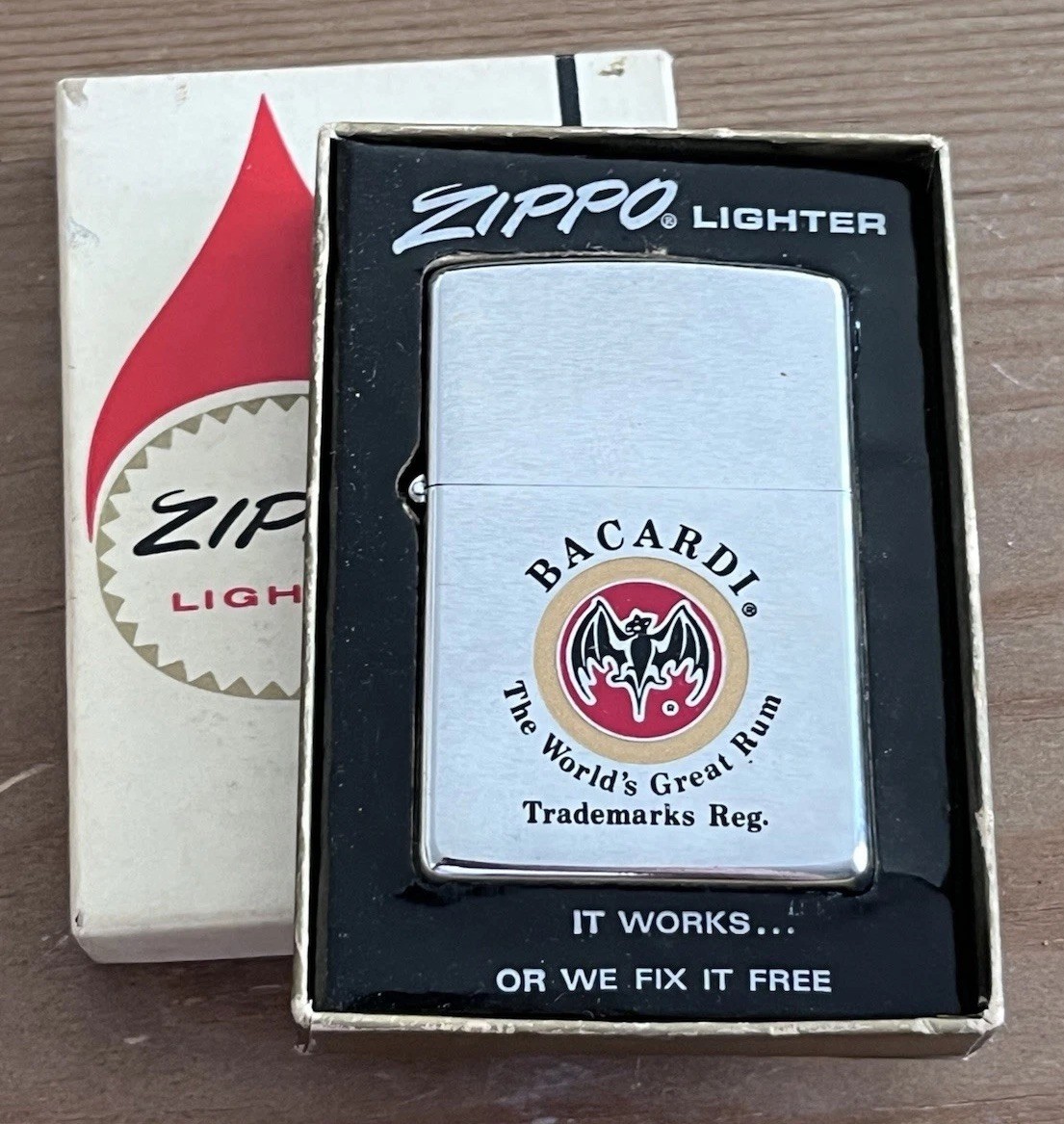 Vintage 1973 Zippo Bacardi World's Greatest Rum Chrome Lighter w