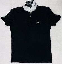 Hugo BOSS Men s Large Paule 1 Slim Fit Short Sleeve Cotton Polo Shirt Black Logo