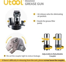 Grease, 8000 PSI Heavy Duty Pistol Grip Grease Gun Kit with 14 Oz Capacity, 1...