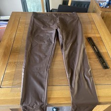 Brown evening wear spandex lined leather look Leggings Size XL Brand New