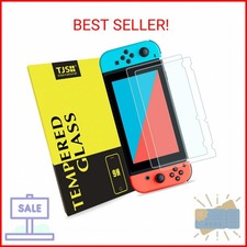 TJS 2 Pack Screen Protector Tempered Glass for Nintendo Switch Model 2017 6.2",