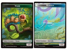 Worm \ Merfolk Token | MTG ECL | 1/1 Green Worm | 1/1 Blue Merfolk | DFC | NM